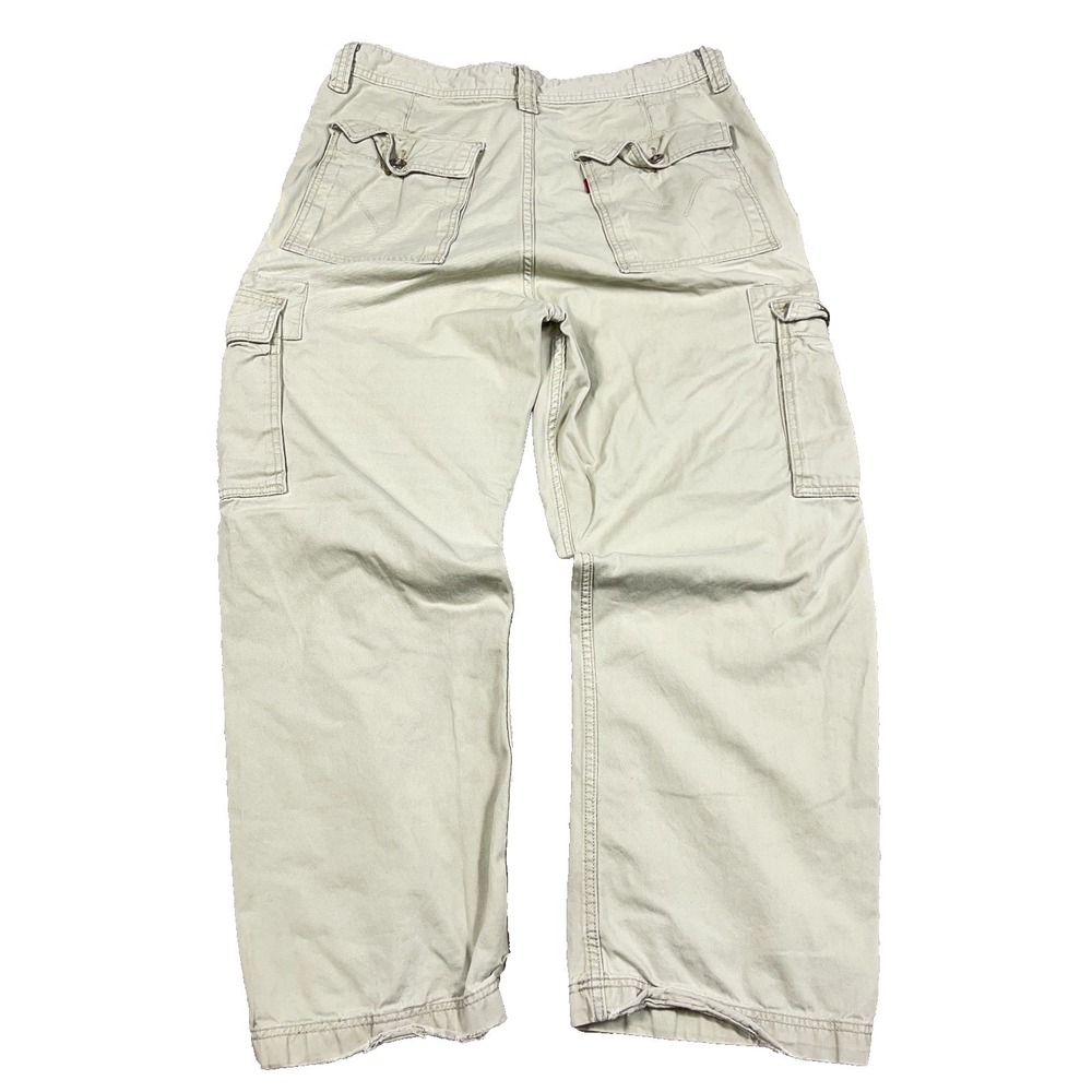 Vintage Levis Cargo Pants Men 36x30 Tan Khaki Twill Baggy Y2K Skate Paratropper - Picture 2 of 16